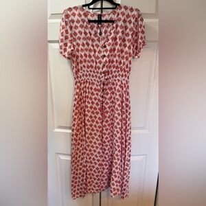 Sacred Threads Boho Floral Smocked Maxi Dress Tassel Tie Cottagecore S/M  NWOT